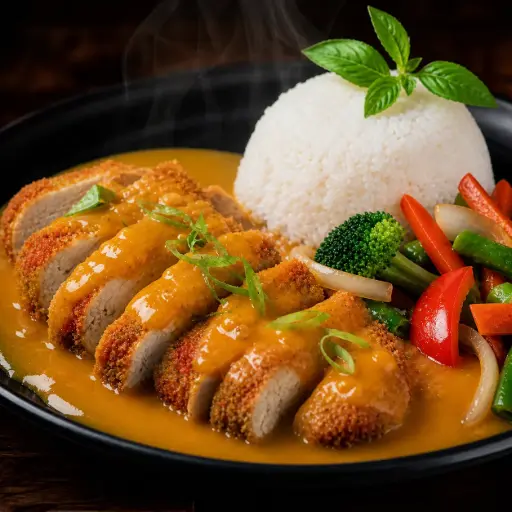 [46] 46) UC GA XOT XOAI: Mango Soße-Paniertes Hühnerfleisch, mit Reis und Gemüse1, 17, 5, A1